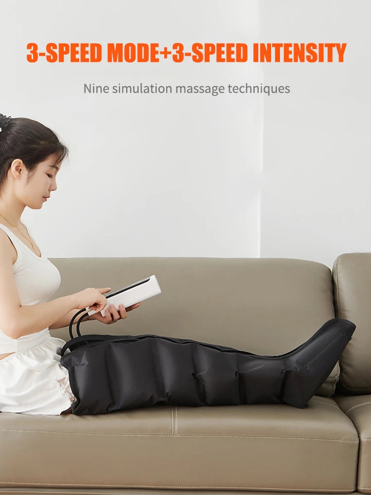 Air Compression Massage Boots for Leg Circulation - Black EU Plug Relaxation Treatment Tidesmit