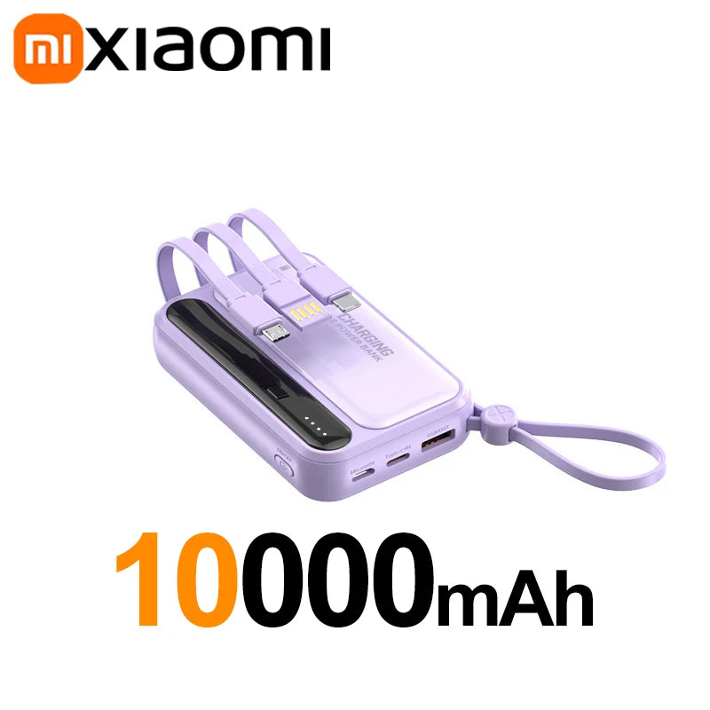 Tidesmit Portable Charger: Fast Charging Power Bank with 4 Cables Purple 10000mAh Tidesmit