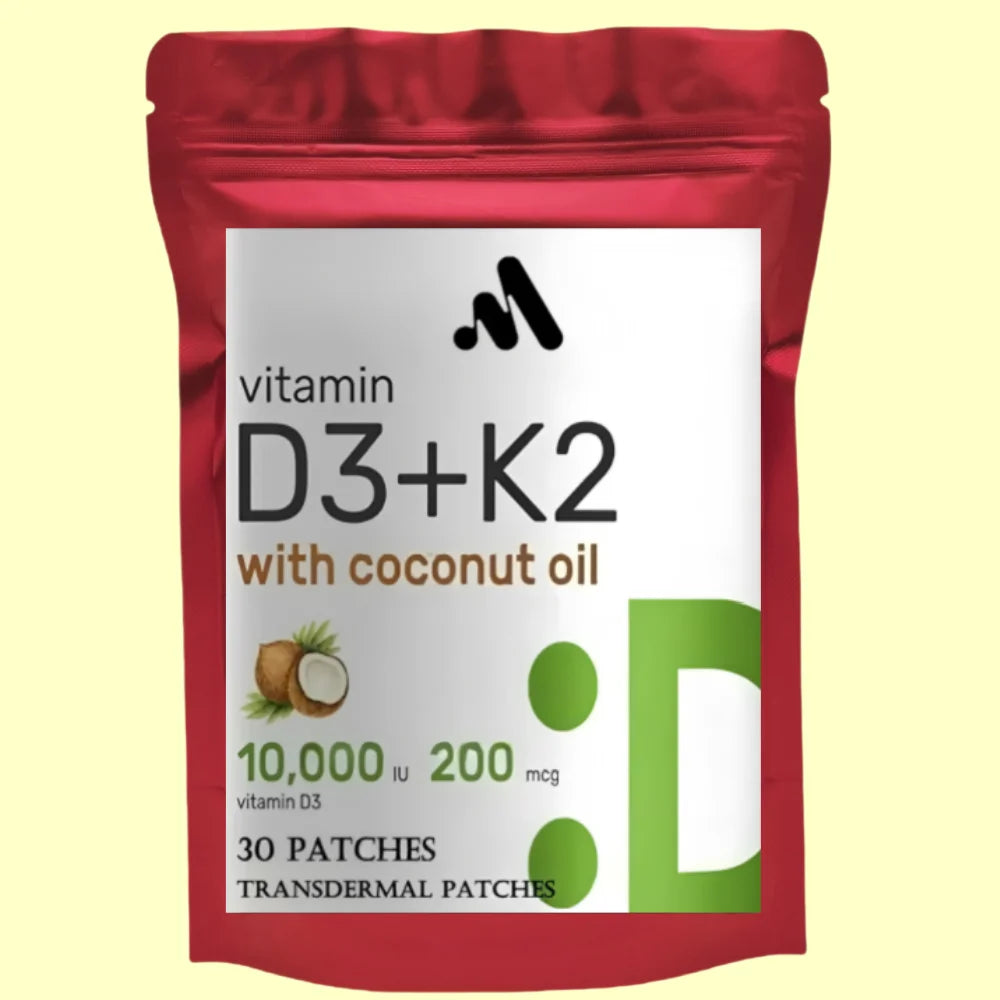 Vitamin D3 & K2 Transdermal Patches Support Strong Bones & Muscle, Calcium Absorption & Immune Health 30 Patches