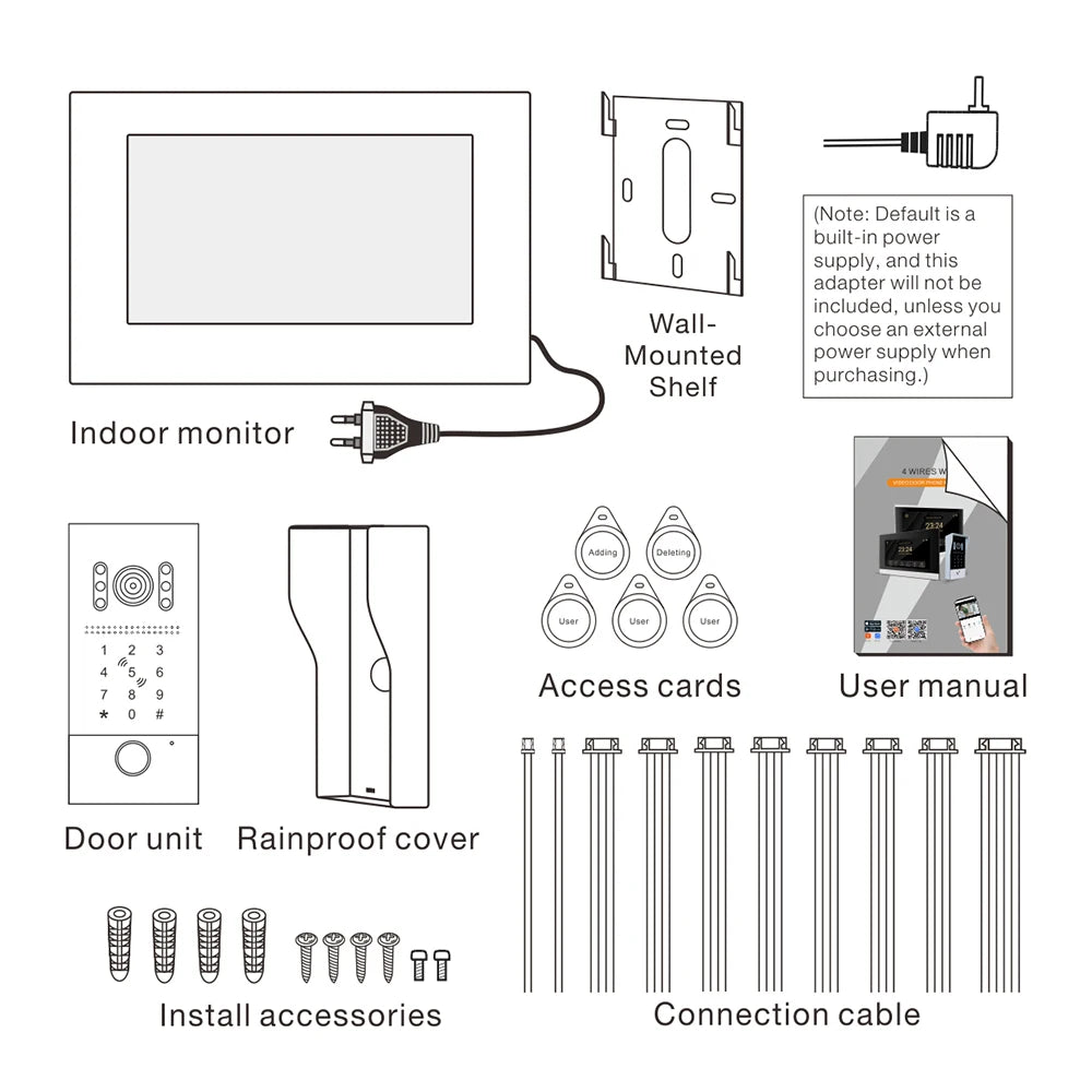 Video Intercom System 1080P Tuya WiFi  Video Door Bell Wireless Video DoorPhone with RFID  Unlock Door Camera