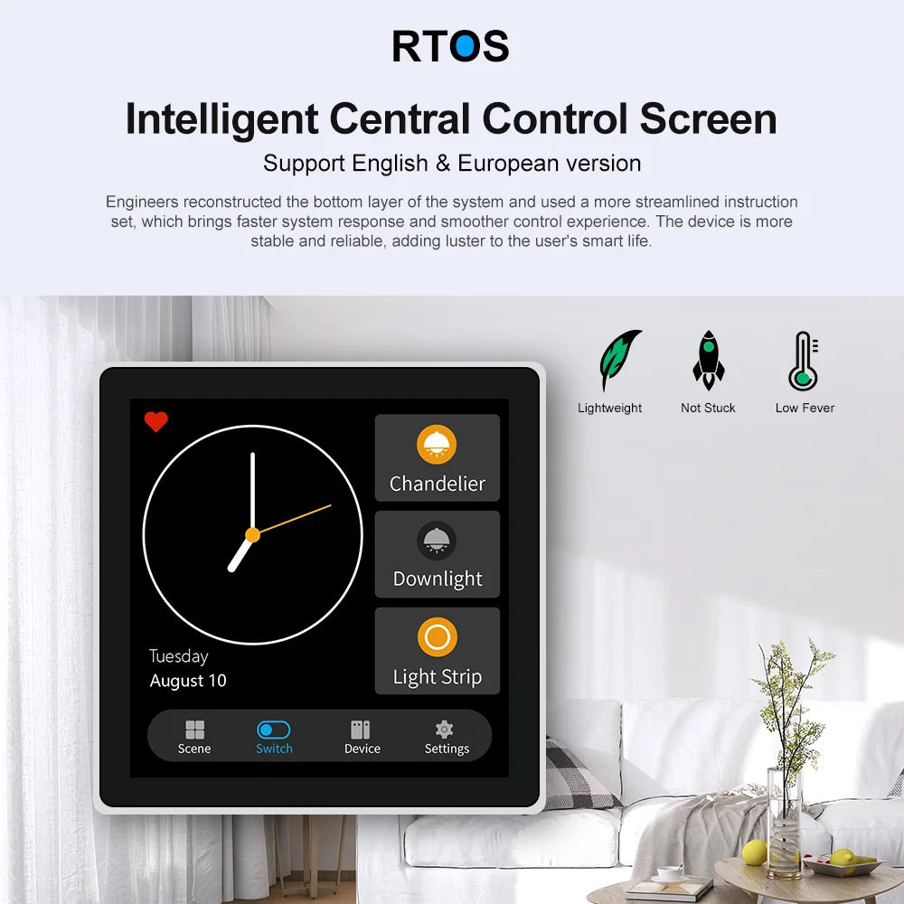 Smart Wall Switch 4 Inch Zigbee Touch Screen Control Panel for EU Homes Tidesmit