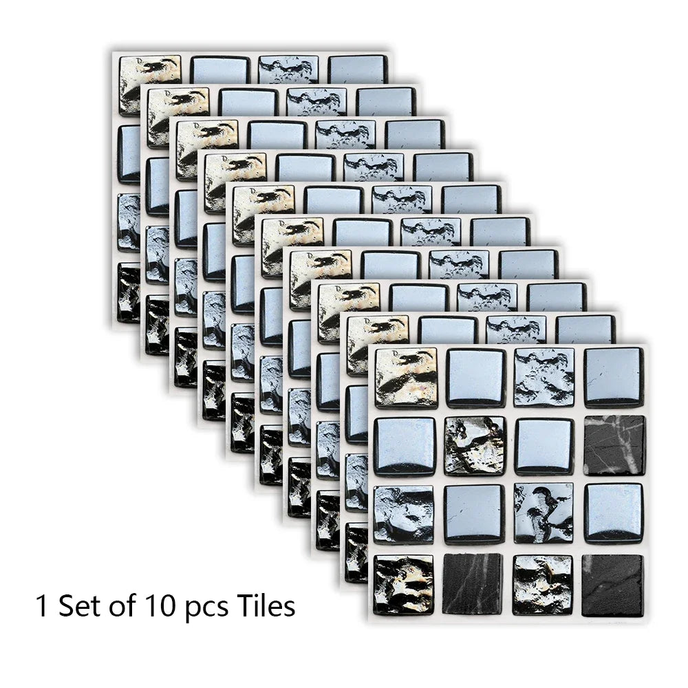 10pcs Purple Mosaic Hard Tiles Sticker Flat Printed in 2d Transfers Cover for Kitchen Bathroom Wallpaper Peel & Stick Wall Decal