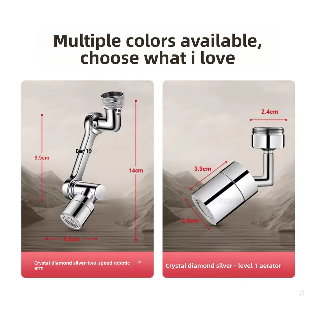Robotic Arm Universal Faucet Extender Rotatable Nozzle Washbasin Multi-functional Universal Connector Splash-proof Artifact
