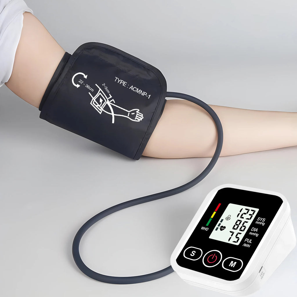 Upper Arm Blood Pressure Monitor Heart Rate Health Blood Pressure Detector Arm Cuff Digital BP Meter Pluse Automatic Tensiometer