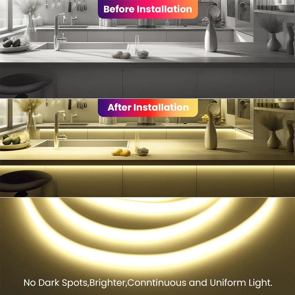 220V Dimmable COB Led Strip Light ON/OFF Dimmer Waterproof 288Leds Flexible Neon Lamp Home Decor EU Power Kit Warm Natural White