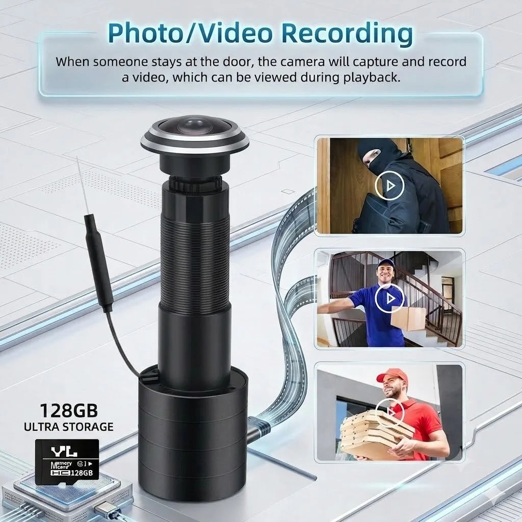 3MP 2K HD 180° Video Doorbell Peephole Camera, Two-Way Audio, Motion Detect, Tuya SmartLife, 2.4G/5G Dual WiFi, EU/US/UK/AU Plug