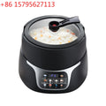 5L black electric rice cooker with glass lid and removable inner pot, front control panel