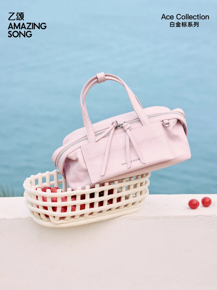 Amazing Song Original Design Cheese Roll Pillow Bag Small Top Grain Leather 2026 New Fashionable Women's bags