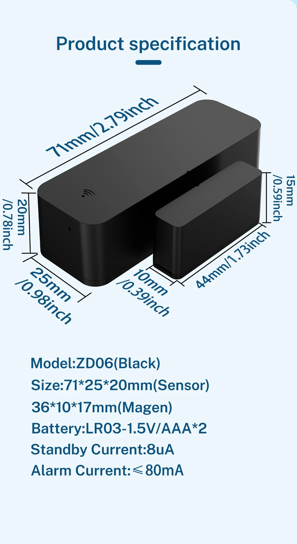 Zigbee Door Sensor Smart Contact Monitor for Home Security Tidesmit