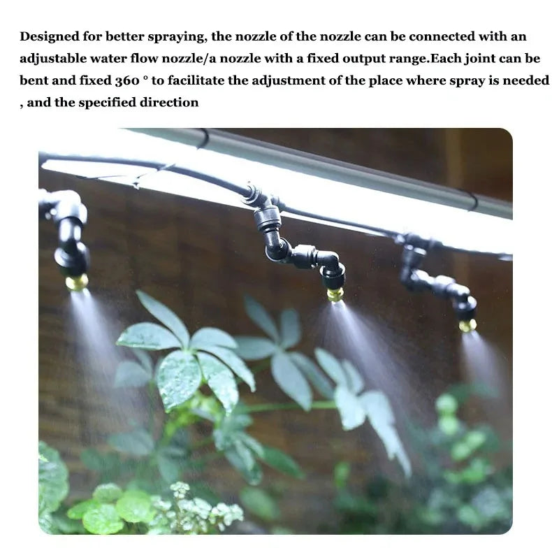 Adjustable misting nozzle head with multi-nozzle spray for indoor irrigation