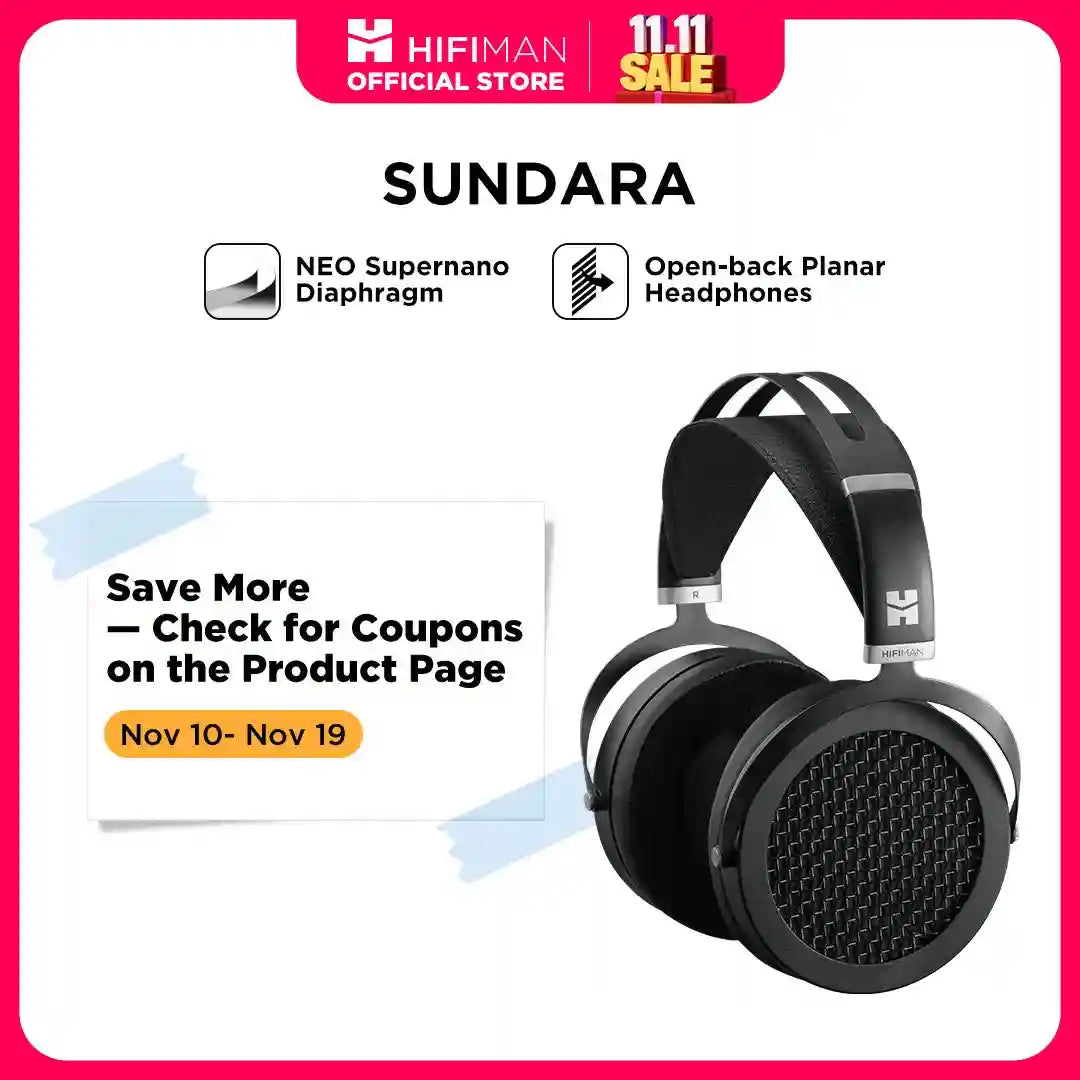 Hifiman Sundara Planar Magnetic Headphones - High-Fidelity Over-Ear Audio black Tidesmit