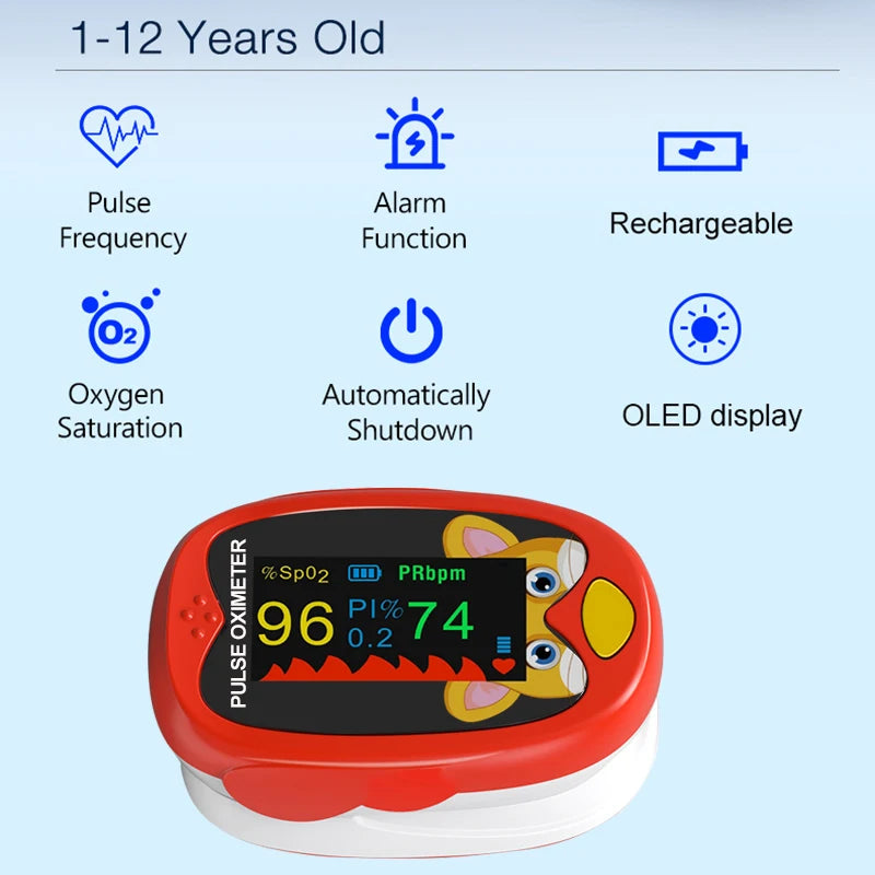 Child Finger Pulse Oximeter Pediatric Oximetro pediatrico De Dedo OLED Rechargeable Neonatal Children kids Puls ioximetro