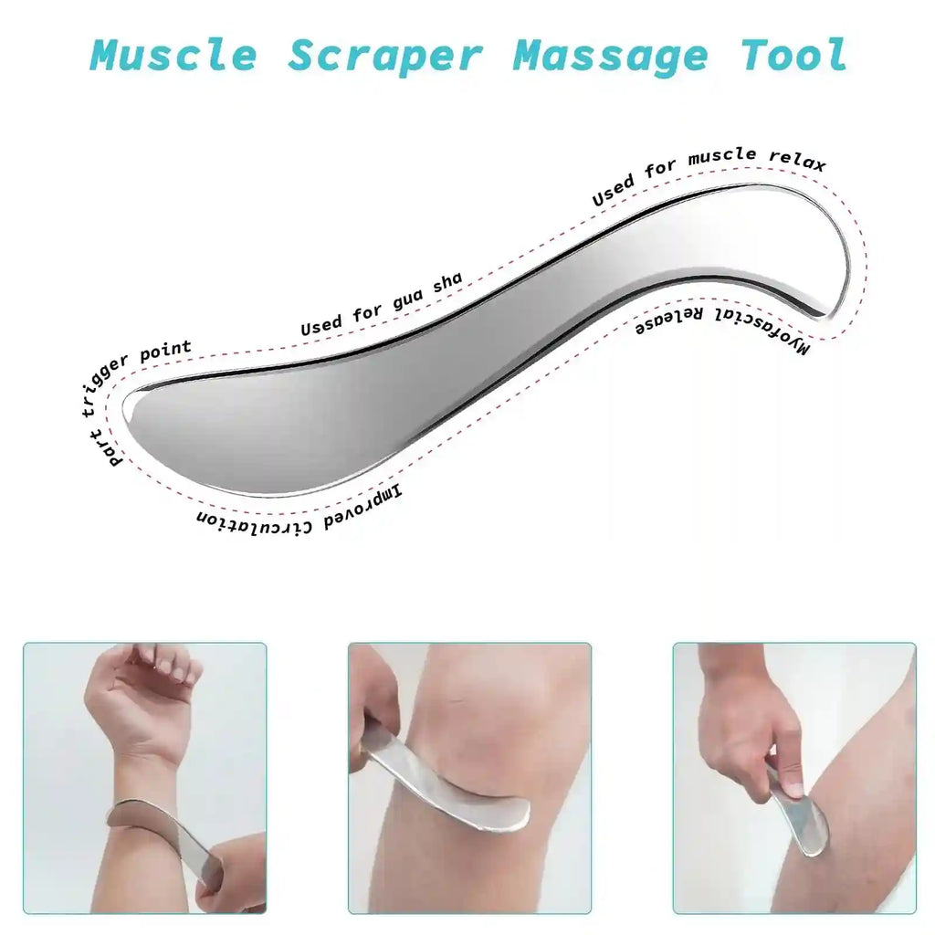 Stainless Steel Gua Sha Set - 3-Piece Muscle Relief & Scraper Tool Eye Massage Instrument Tidesmit