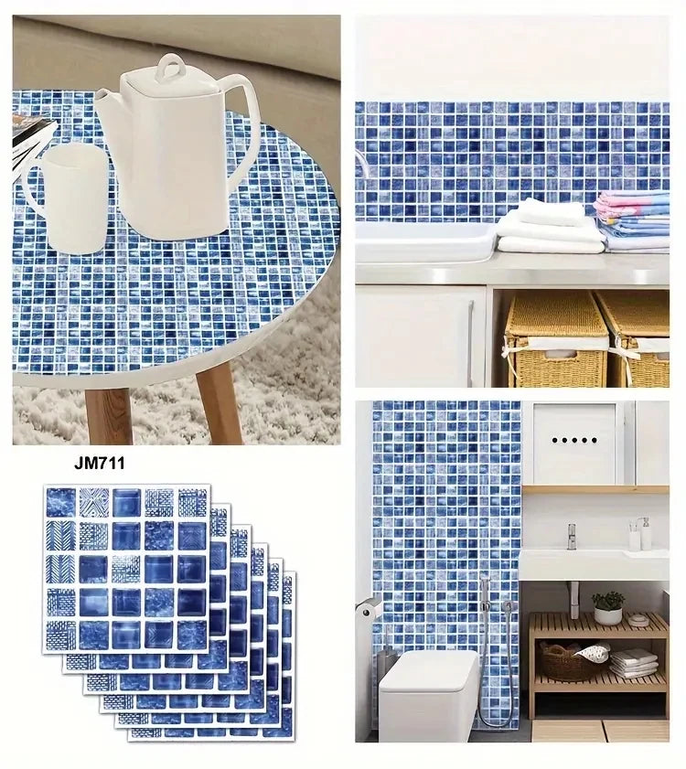 Self-Adhesive Marble Wall Tiles - Waterproof Stickers for Kitchen Backsplashes, Bathrooms, Living Rooms, Easy to Install and Rem