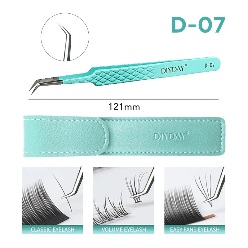 Eyelash Extension Tweezers D-01 | Precision Fiber Tip for Salon Results False Eyelashes D-07 TWEEZERS Tidesmit