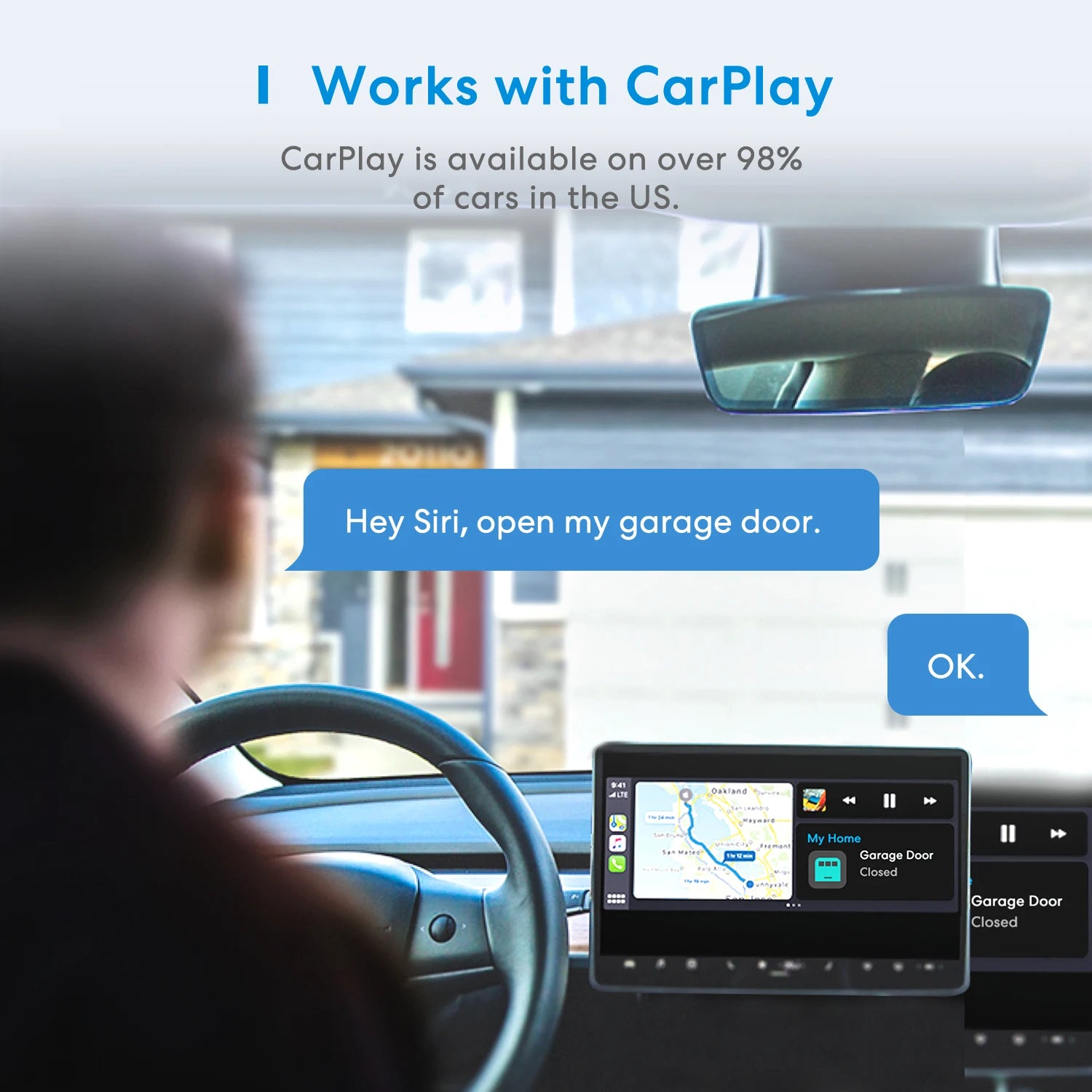 Meross HomeKit Smart WiFi Garage Door Opener, Works with Apple HomeKit, Siri, CarPlay, Alexa, Google Assistant and SmartThings