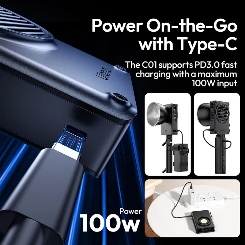 100W Portable COB LED Video Light - Adjustable Bi-Color Bowens Mount Tidesmit
