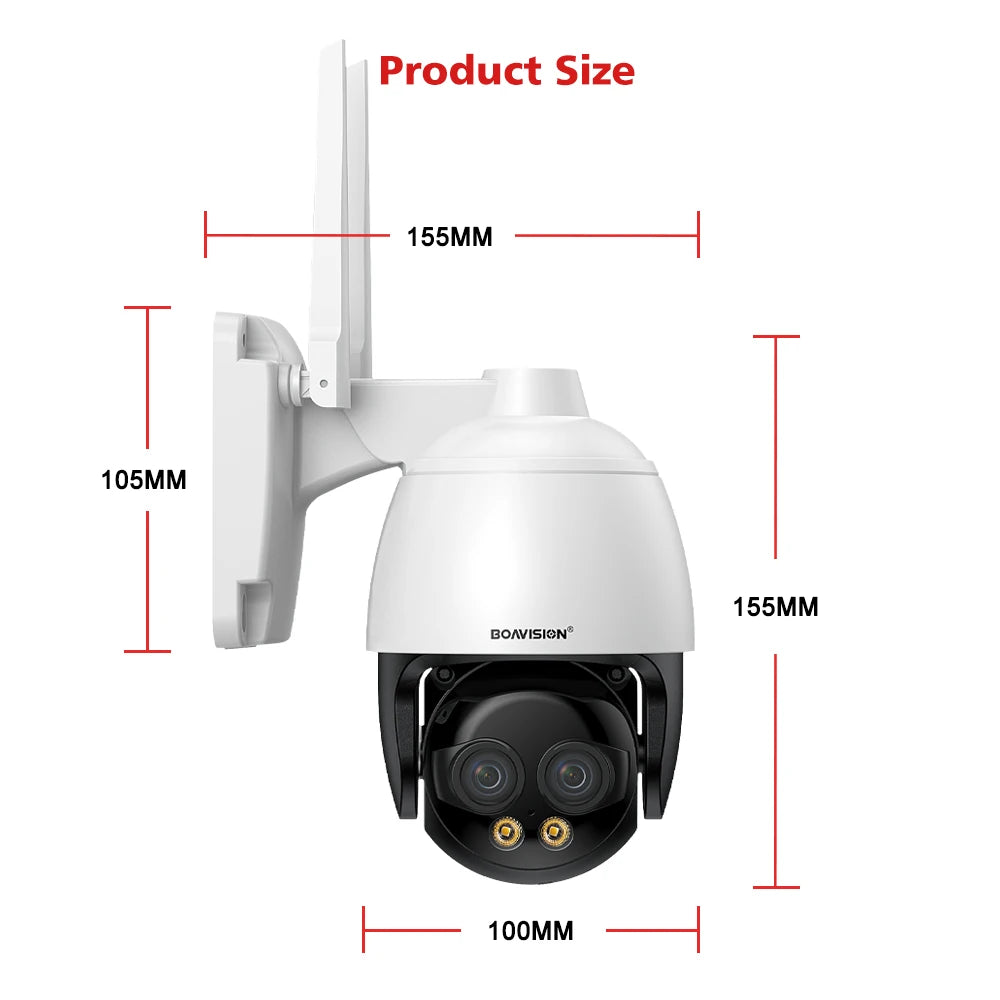 WIFI/4G /POE Surveillance Camera HD 8MP 2.8mm 8mm Dual Lens 10X Digital Zoom AI Humanoid Detection Auto Tracking Security Camera