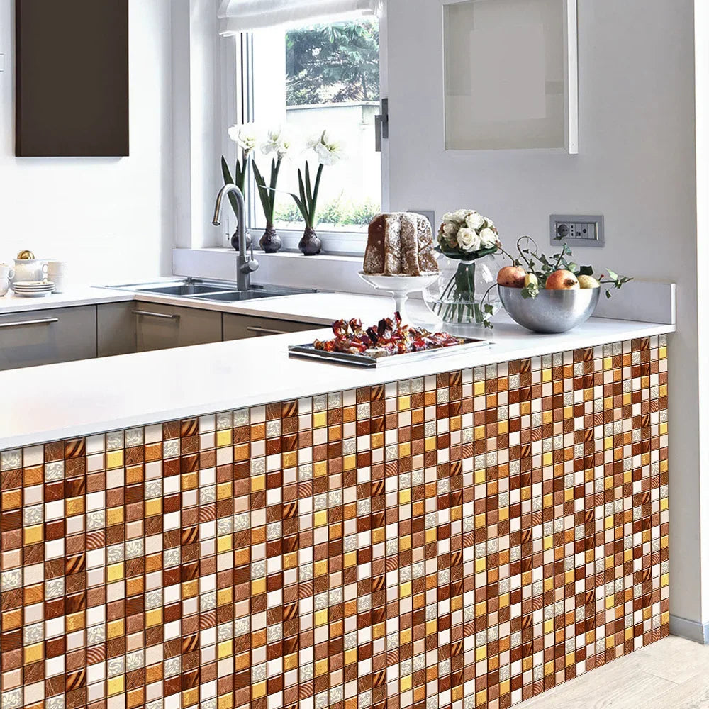 10pcs Purple Mosaic Hard Tiles Sticker Flat Printed in 2d Transfers Cover for Kitchen Bathroom Wallpaper Peel & Stick Wall Decal
