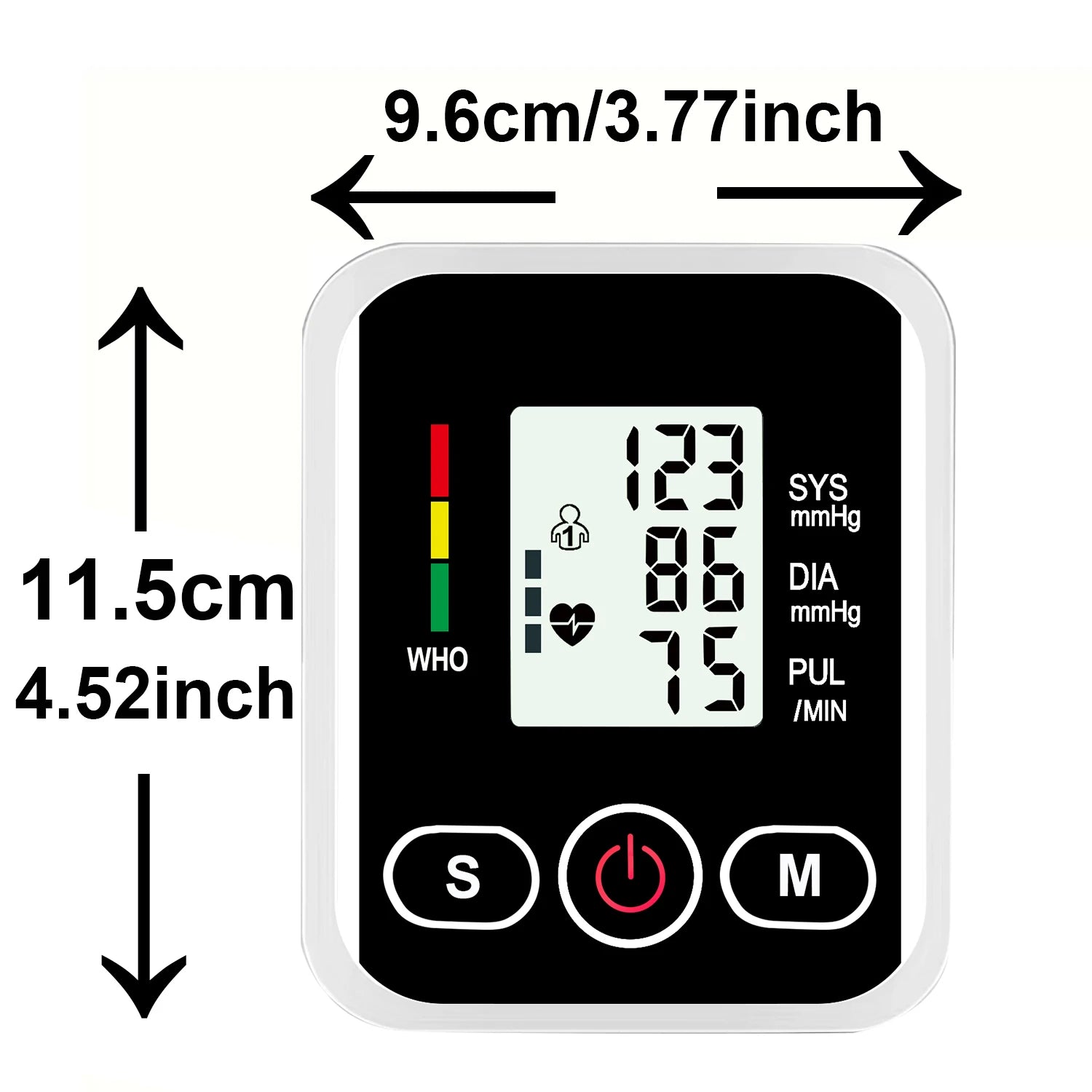 Arm Blood Pressure Monitor LCD Pressure Sensor Monitor BP Automatic Tonometer Digital Tensiometer LED Display Cuff Heart
