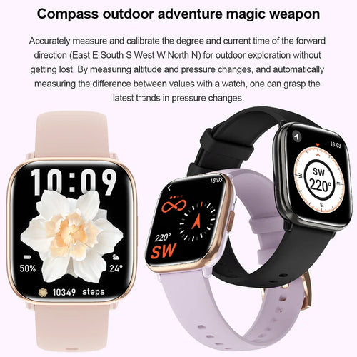 Set of three smartwatches with full-touch screens and silicone bands