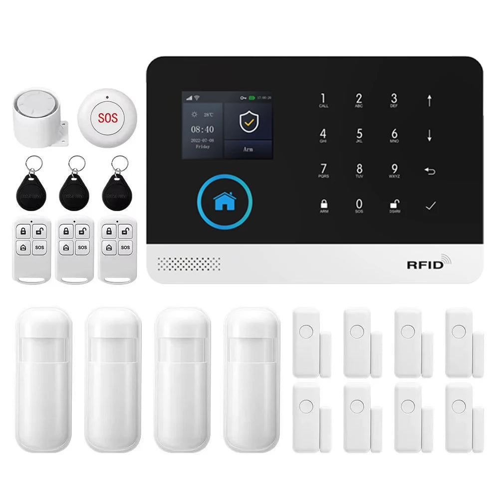 WiFi 4G Home Security Alarm System with Smart Tuya Motion Sensors 4G WiFi Kit E EU Plug Tidesmit