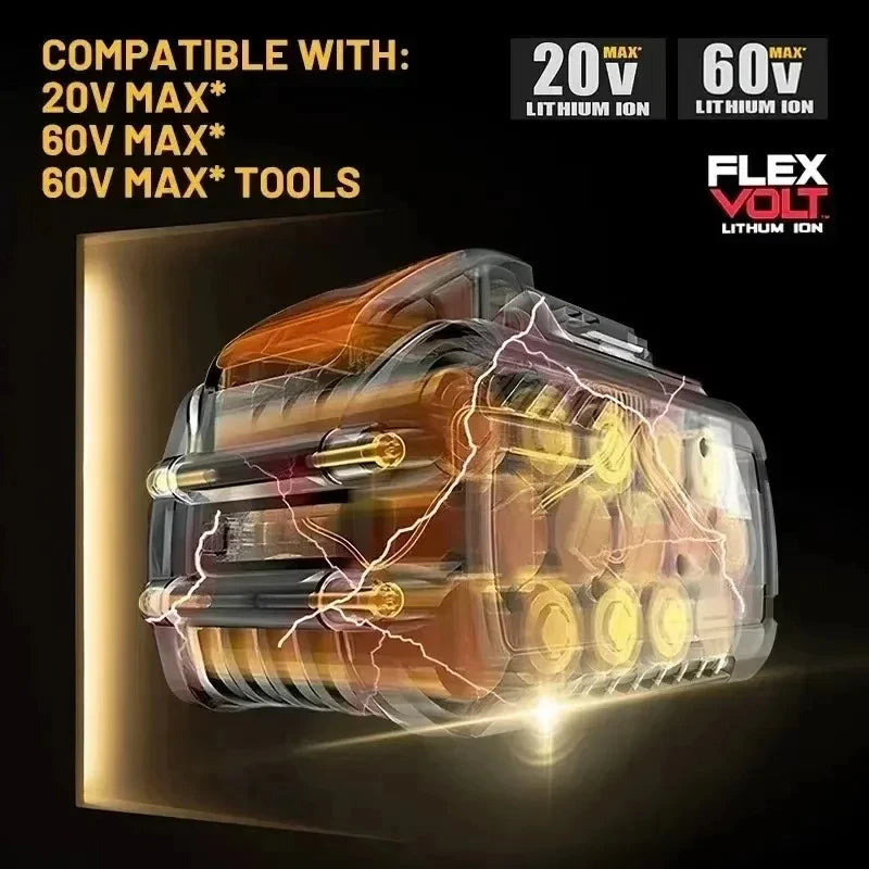 100% Genuine DEWALT FLEXVOLT 20V / 60V MAX Battery 60V 9Ah Powerful 180W 21700 Cell DCB609 DCB606 For Dewalt Replacement battery