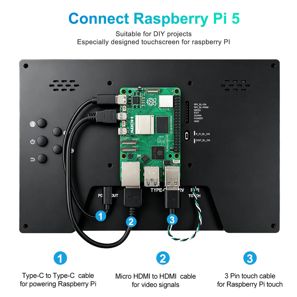 FORZOLA Raspberry Pi Screen 10.1 Touchscreen Monitor 1920x1200 HDMI Monitor IPS Display Free-Driver for Raspberry Pi 5/4/3/2 Win
