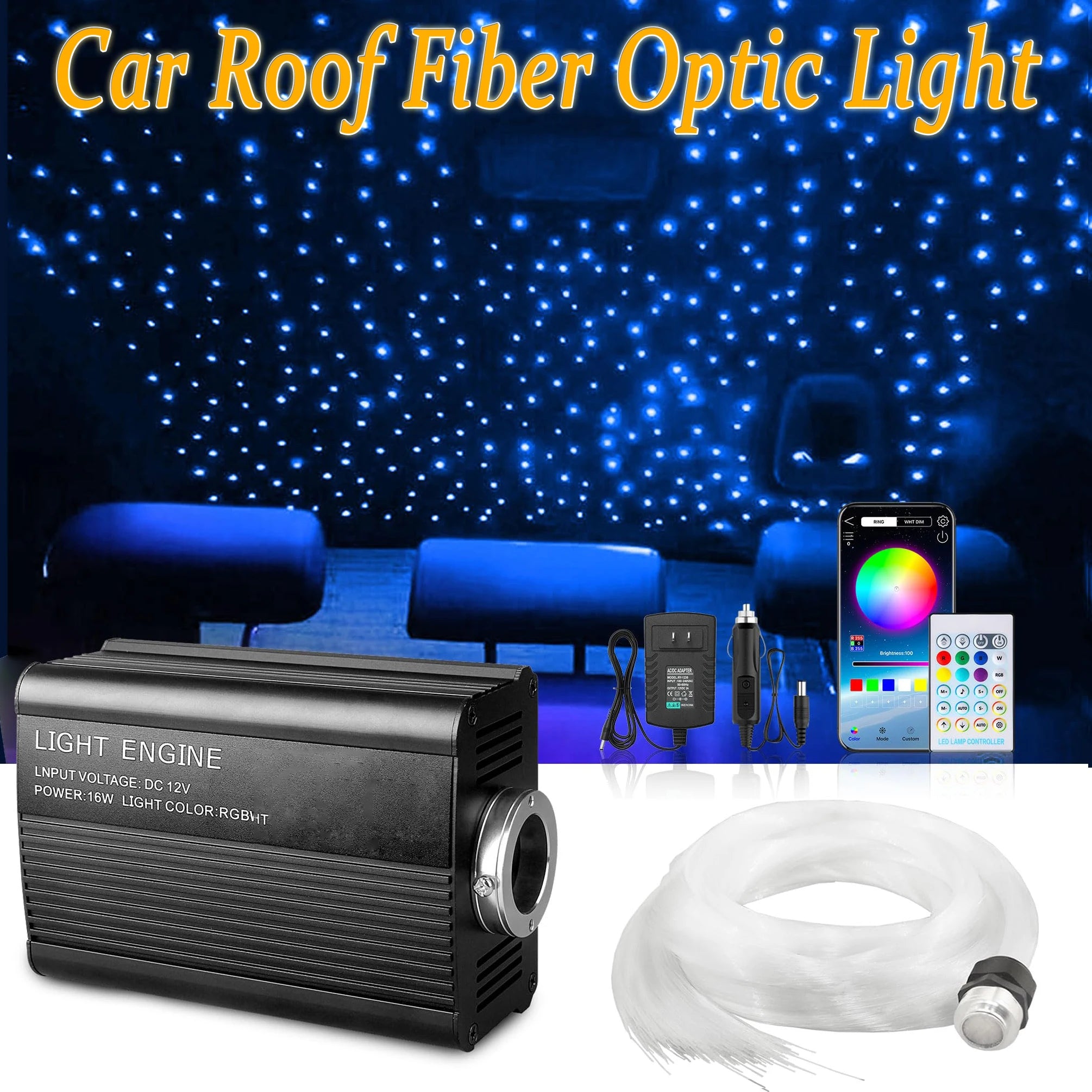 Fiber Optic Car Starry Sky Light Kit | RGB Music Control System Tidesmit