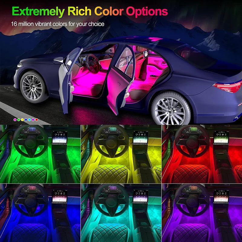 Ambient Car LED Footwell Lights – App Controlled Interior Lighting Tidesmit