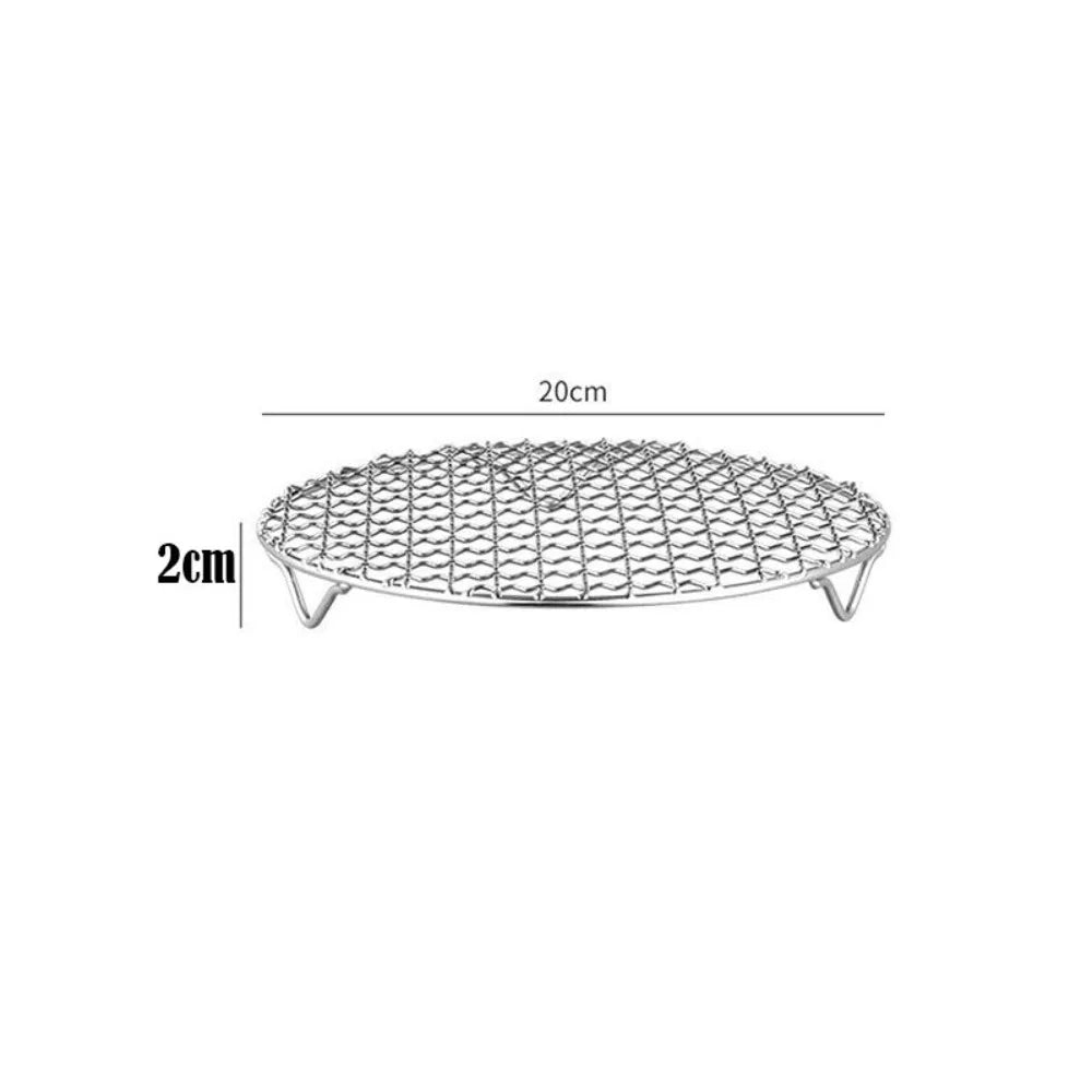 20cm stainless steel round grill rack with folding feet, 2cm height