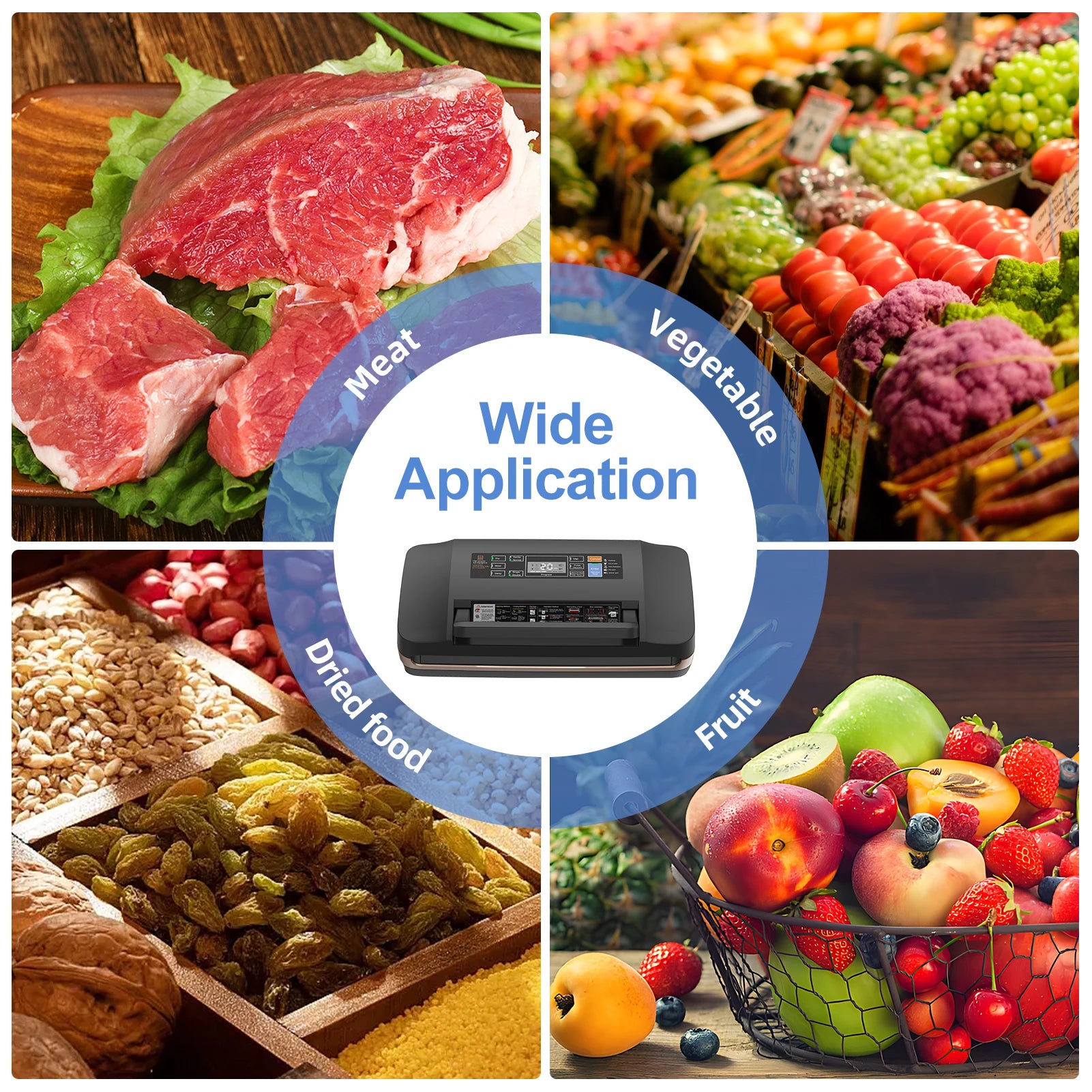 Food Vacuum Sealer Machine with Dry/Wet Pumping/Sealing for All Food Storage 85kPa Suction Power Food Bag Sealer Built-in