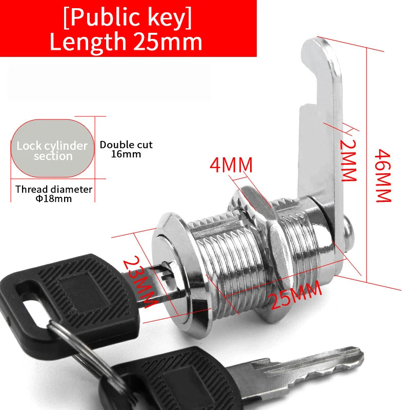 5/20SETS Metal Cylinder Cabinet Security Locker Cam Lock With 2 Keys Same Key Different Key Security Mailbox Lock Drawer 16mm