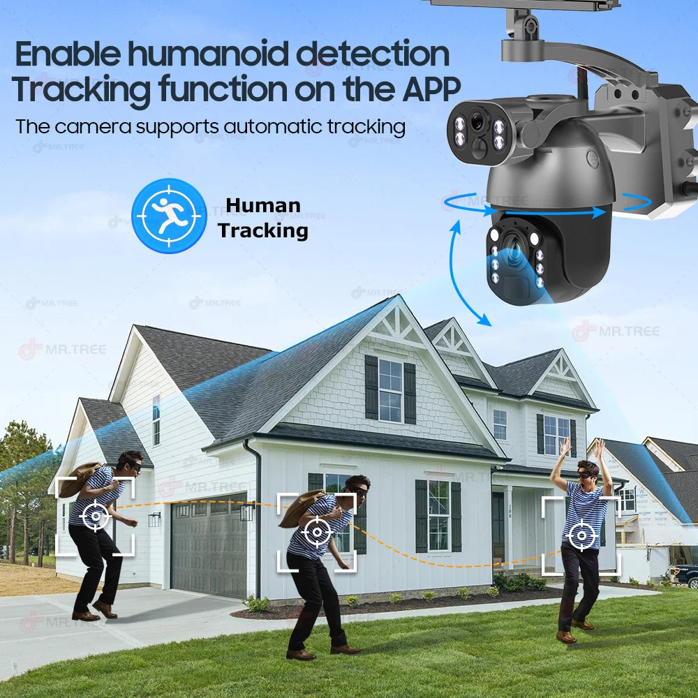 4K 50X Optical Zoom Solar Camera 10MP Dual Lens Home Outdoor 4G Sim PTZ Surveillance WIFI Security AI Auto Tracking CCTV IP Cam