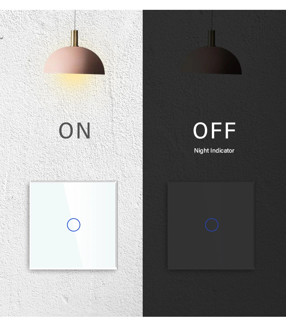 Crystal Glass WiFi Smart Light Switch | App-Controlled Wall Mount Tidesmit