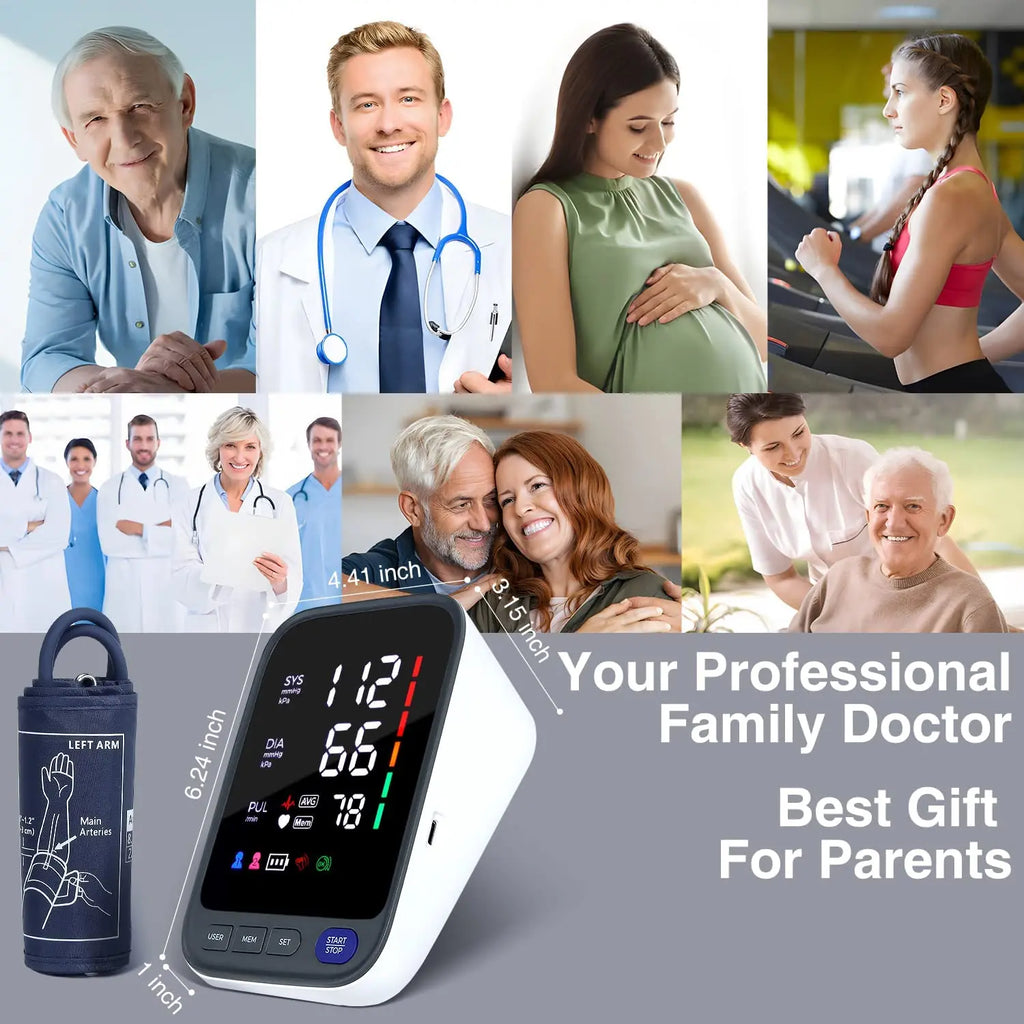 Kingclinic Blood Pressure Machine, Automatic Digital Upper Arm Blood Pressure Monitor with Adjustable Large Cuff