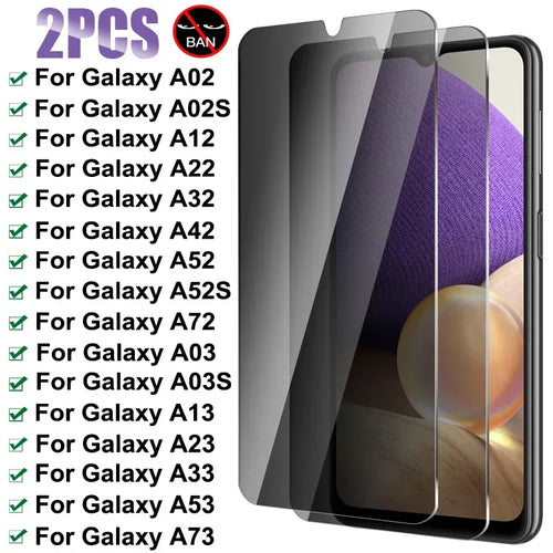 2Pcs Privacy Screen Protector for Samsung Galaxy A52 A53 A13 A52S A32 A02S A03S A12 A72 A22 A33 A73 5G Anti-spy Tempered Glass - Tidesmit
