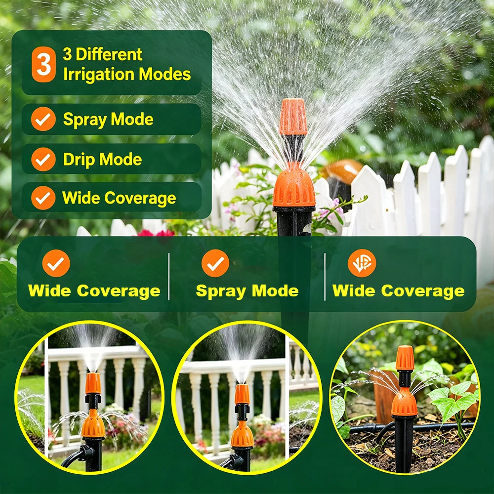 2in1 Adjustable Dripper Sprinkler Stake Nozzle Irrigation Emitter for 4/7mm Micro Tube Garden Yard Greenhouse Lawn Watering Sy