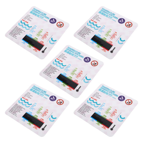 White digital baby bath thermometer stickers with color-changing heat sensing for safe infant health monitoring.