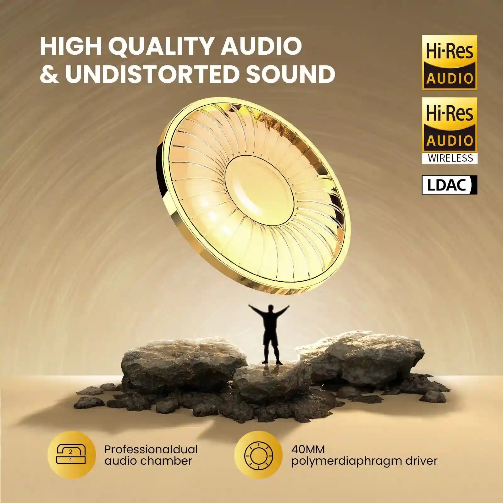 Wireless Noise Cancelling Headphones - Over-Ear Studio Monitor Audio Tidesmit