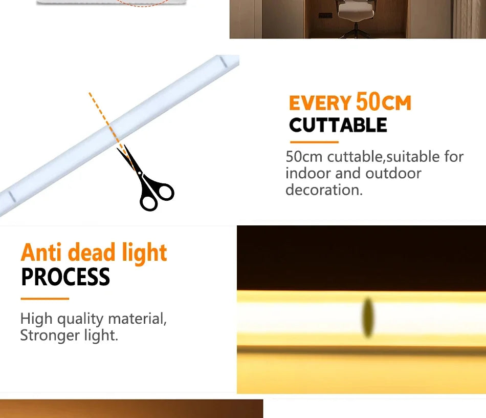 220V COB LED Strip with Switch /Dimmable Waterproof 360LED Strip EU Plug for Outdoor Indoor Room Backlight Garden Kitchen TV