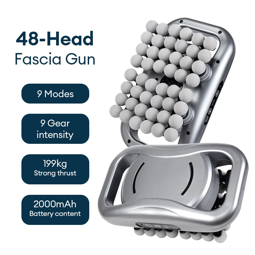 Deep Tissue Massage Gun: Percussion Muscle Recovery Tool Relaxation Treatment 48 head-Silver Tidesmit