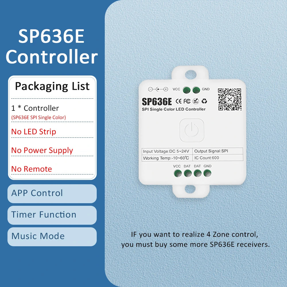 SP636E LED controller with signal input/output terminals and power connector