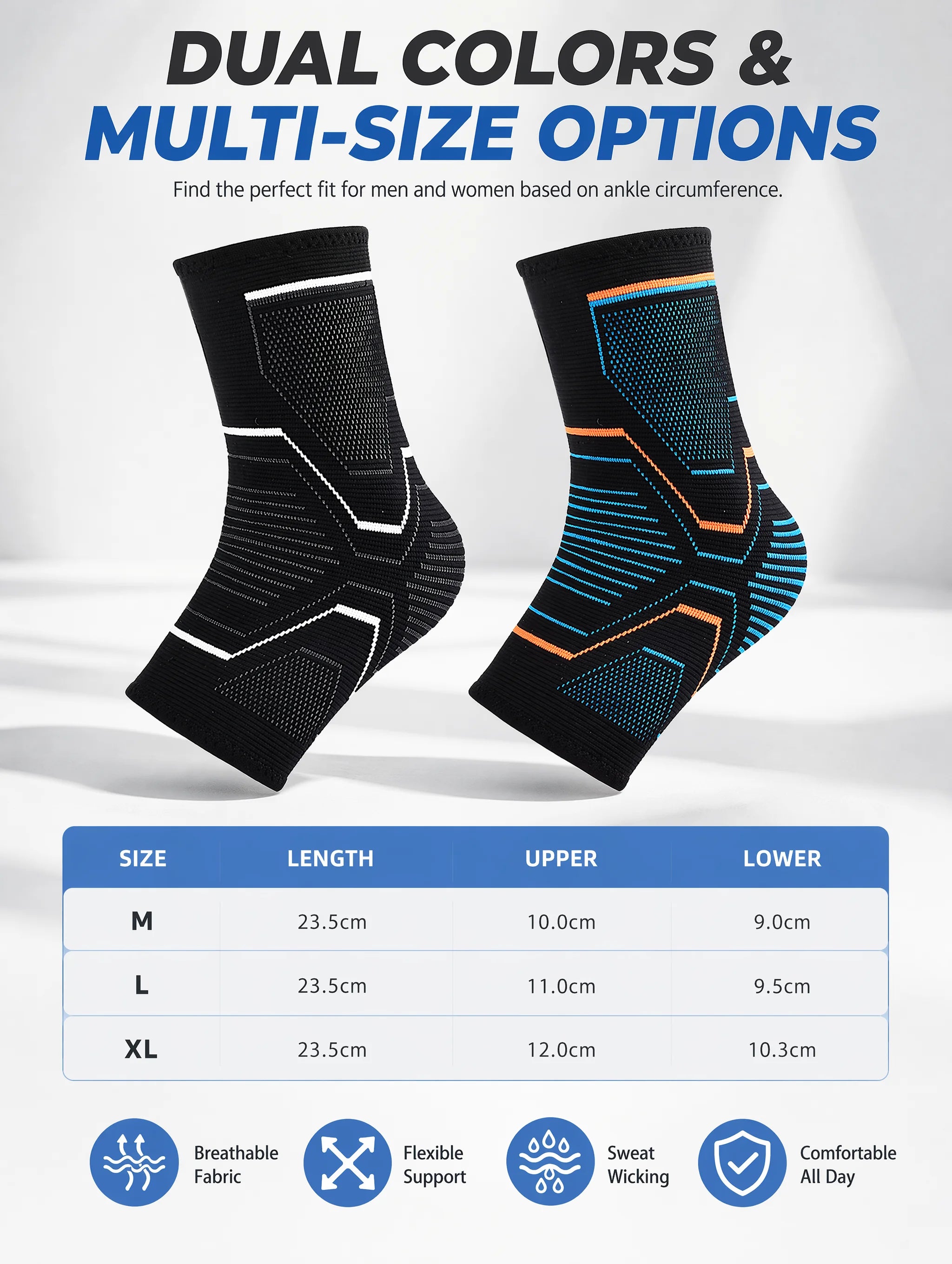 Ankle Brace Support Sleeve 3D Compression Ankle Protector Anti-Sprain Breathable Elastic for Running Basketball Gym Fitness Men