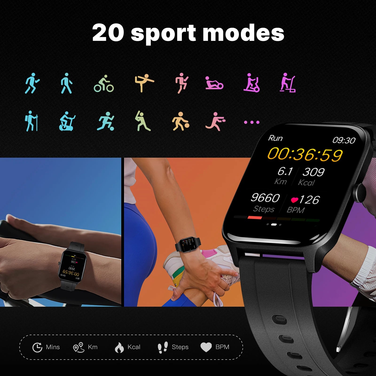 MOES Smart Watch Alexa Built-in Fitness Tracker Heart Rate and Two Dial Styles Blood Oxygen Monitor, IP68 Waterproof Touchscreen