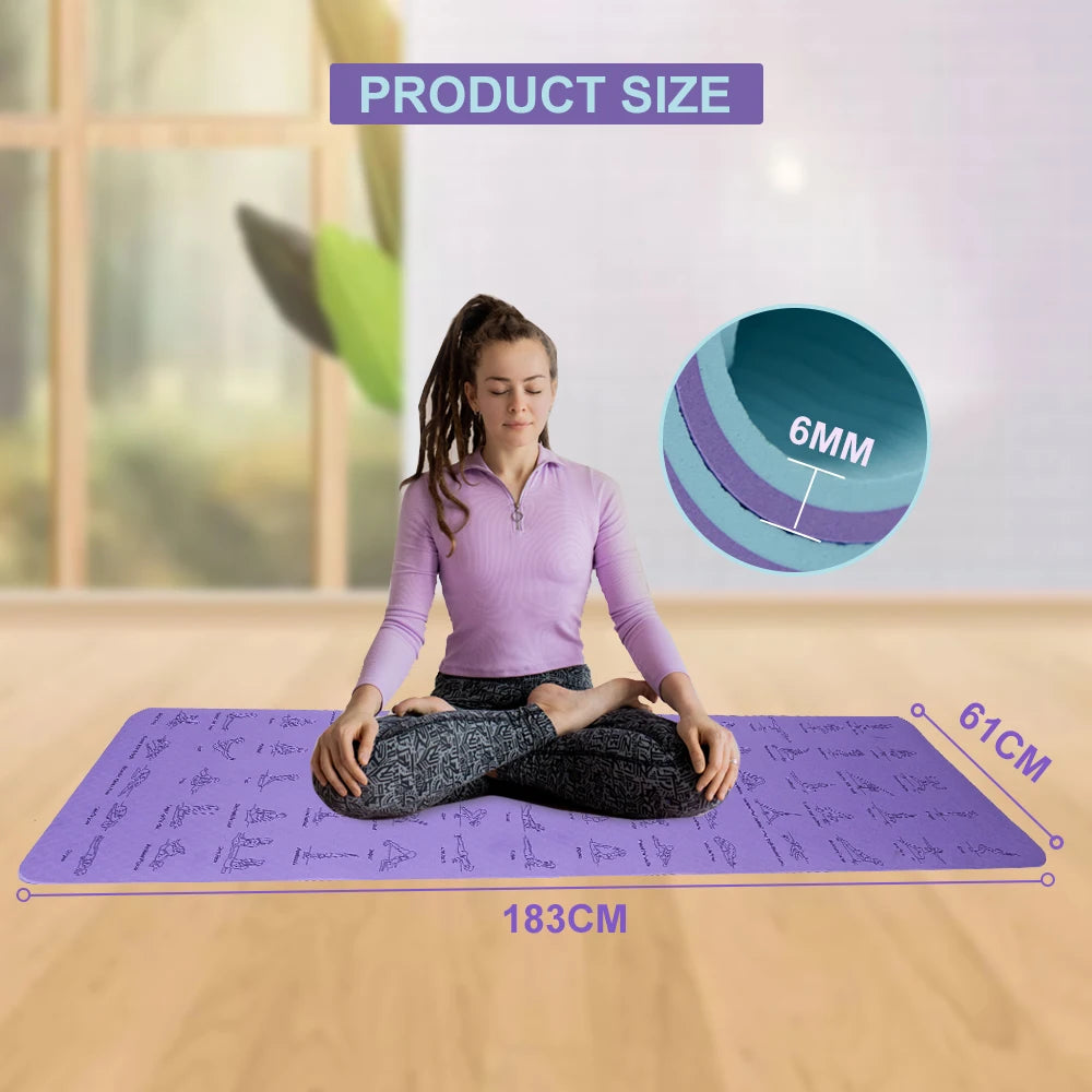 TPE Yoga Mat 183cm*61cm Anti-skid Sports Fitness Mat For Exercise Yoga And Pilates Gymnastics Mat Fitness Equipment