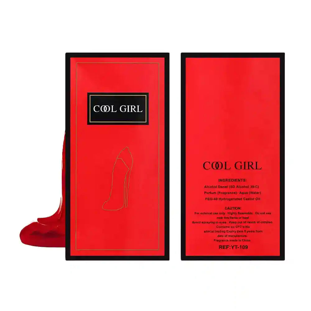 Cool Girl luxury perfume for women, 90ml floral scent spray in iconic stiletto high heel bottle, lasting EDP parfum.