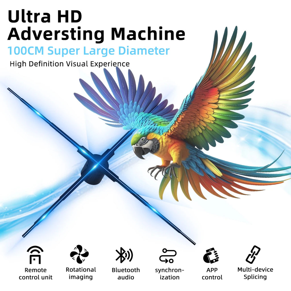 Ultra HD 65cm 100cm 3D Fan Hologram Projector Holographic Advertsing Lights LED Sign Lamp Support Cloud Controll WIFI Display