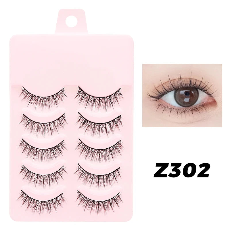 Anime Manga False Eyelashes - Natural Wispy Faux Lashes - 5 Pairs Set False Eyelashes Z302 Tidesmit