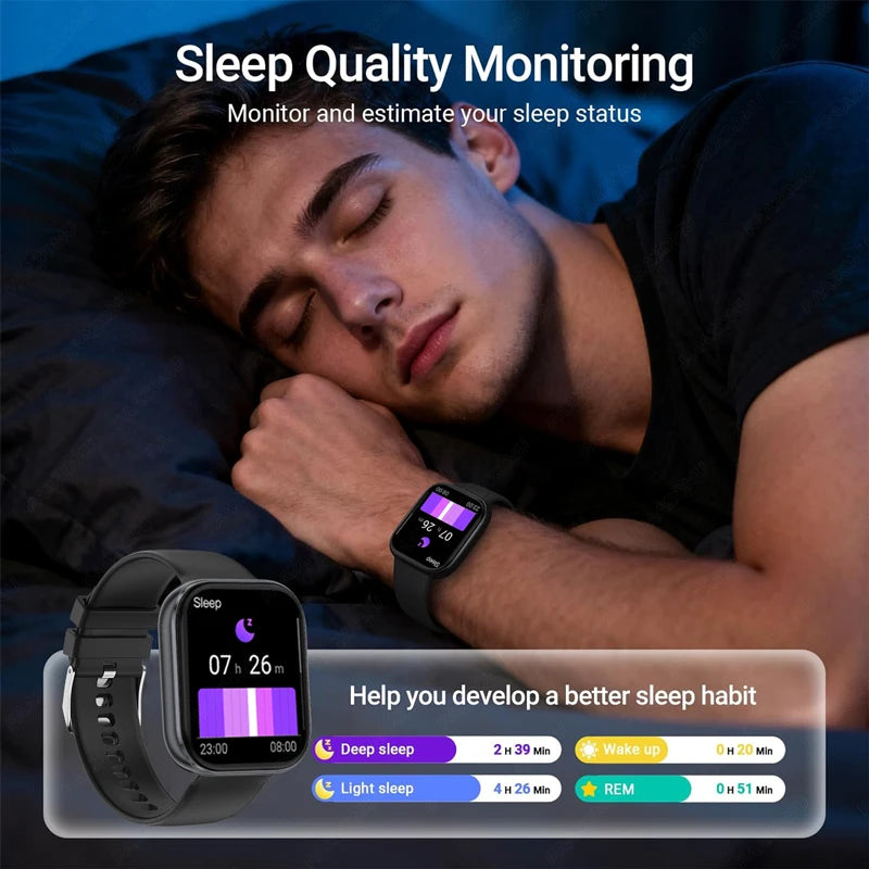 New Smart Watches Men 1000mAh Battery Heart Rate Sleep Monitor Bluetooth Call IP68 Waterproof Smartwatch Women For Android iOS
